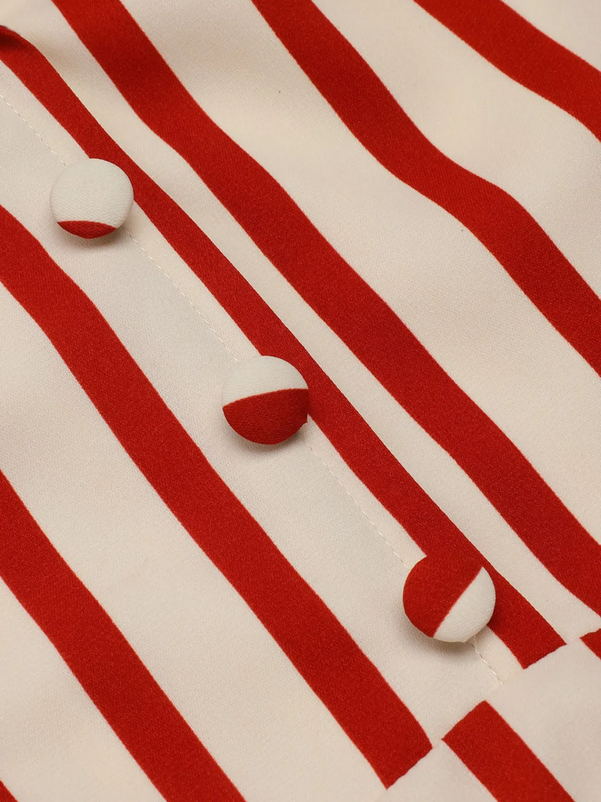 Clearance Retro Stage 1940s Lapel Vertical Stripes Dress Red