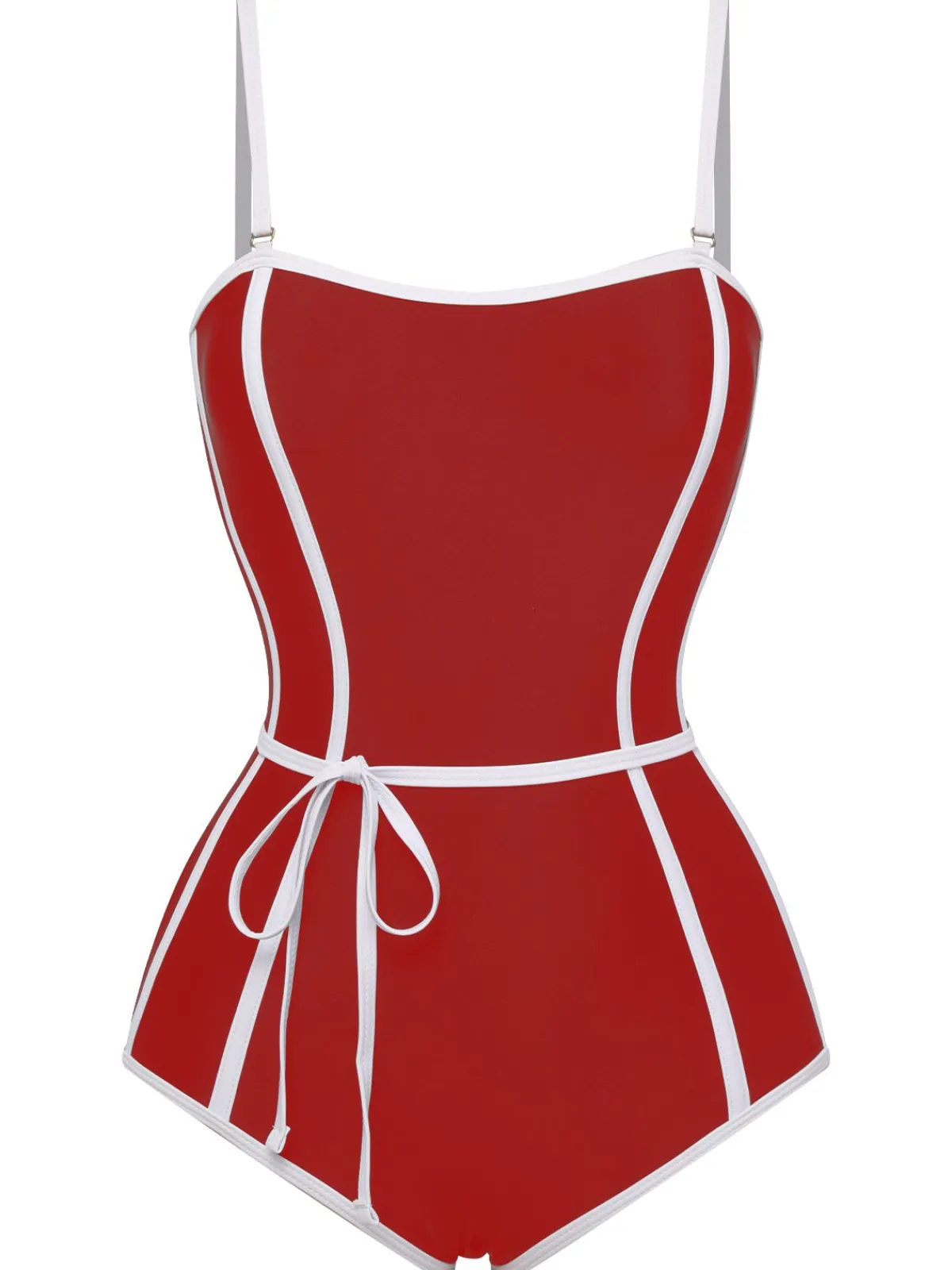New Retro Stage Red 1960s Lined Sling One-Piece Swimsuit