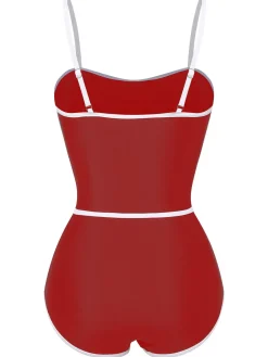New Retro Stage Red 1960s Lined Sling One-Piece Swimsuit