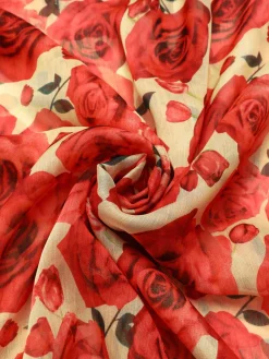 New Retro Stage 1960s One-Shoulder Roses Cover-Up Red