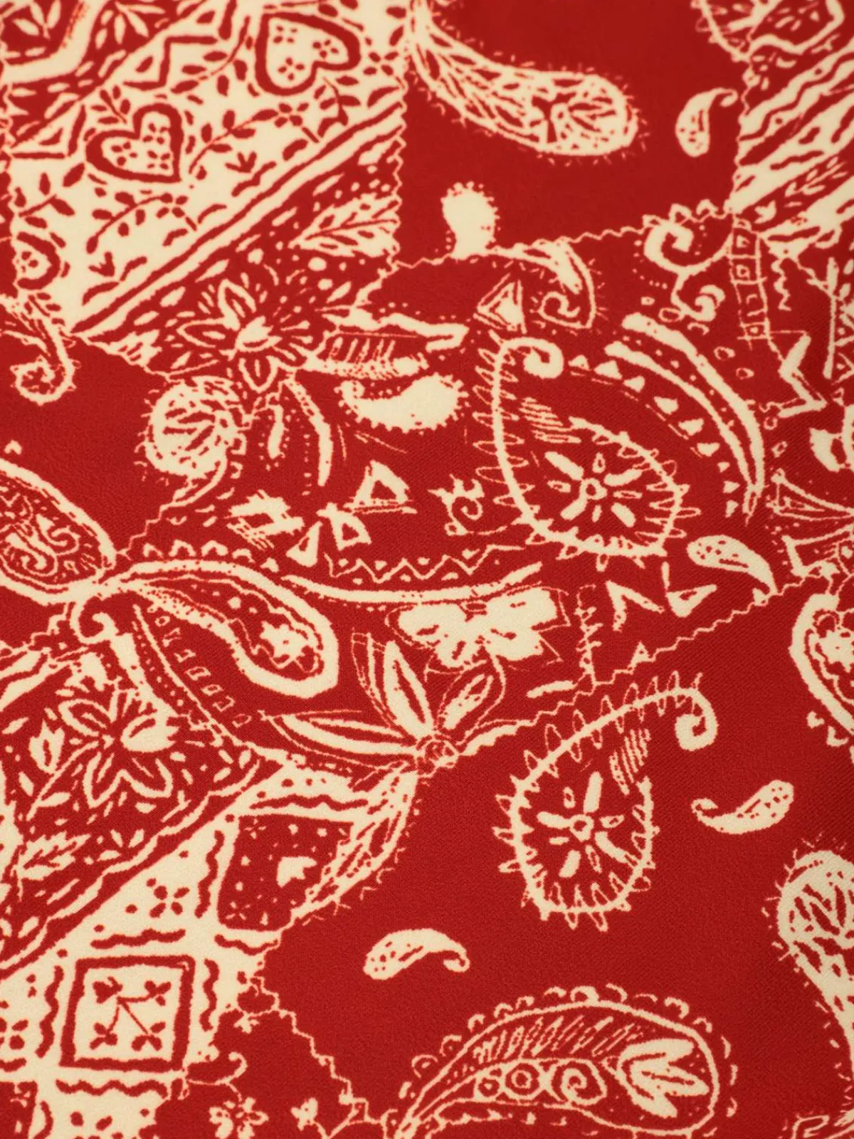 Online Retro Stage Red 1970s Paisley Hollow Spaghetti Straps Swimsuit Fire Brick Red