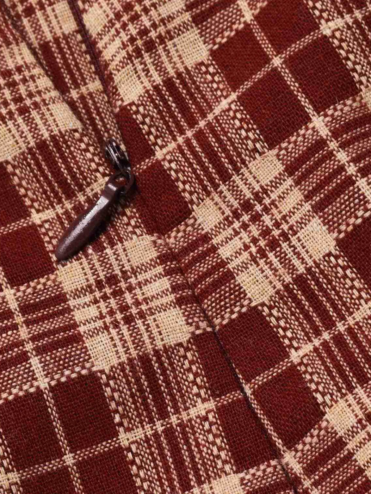 Best Retro Stage 1960s Plaid Back Slit Skirt Red
