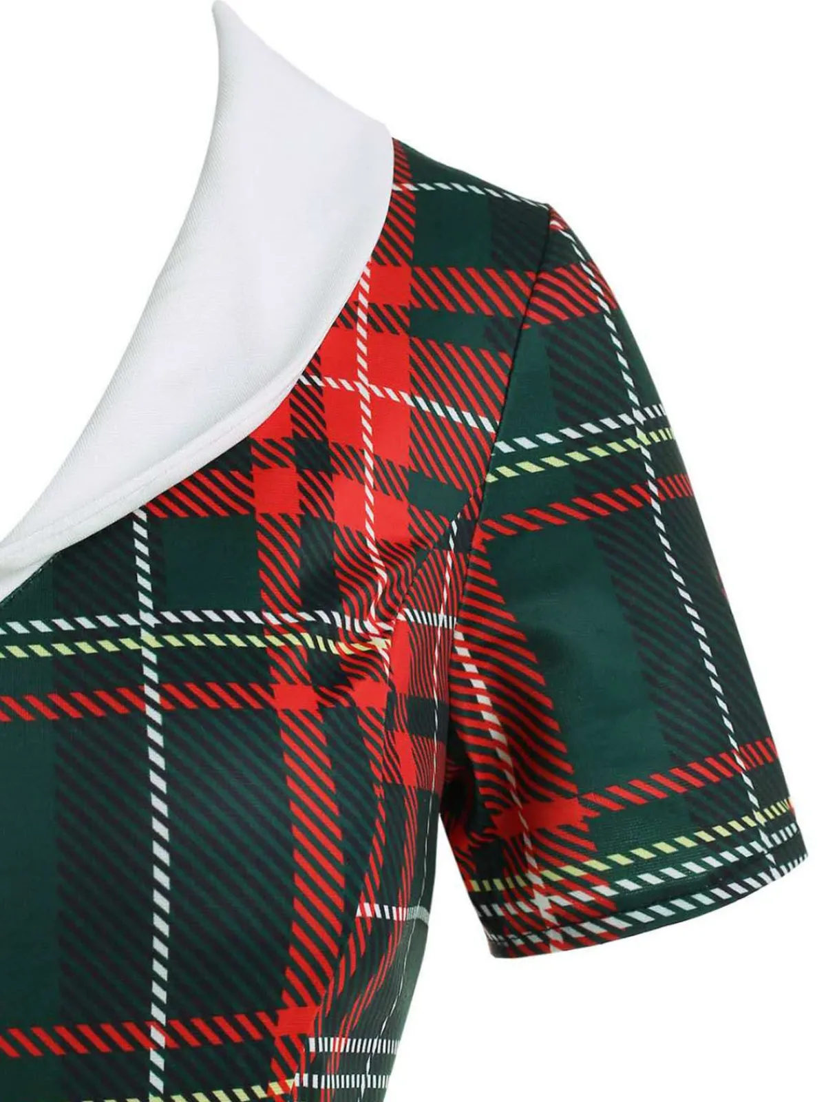 Online Retro Stage 1950s Plaid Bow Swing Dress Red