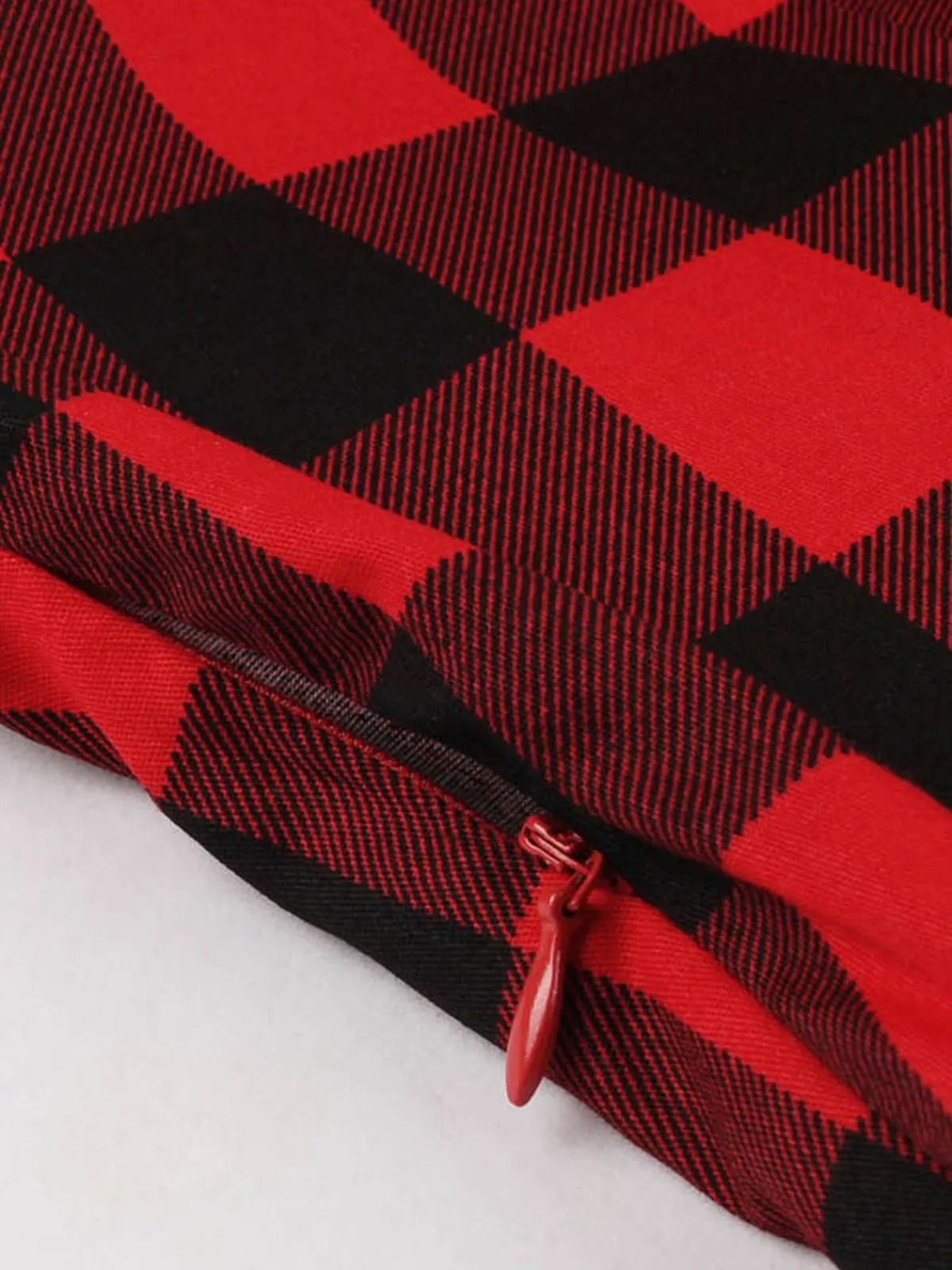 Fashion Retro Stage 1950s Plaid Bowknot Swing Dress Red