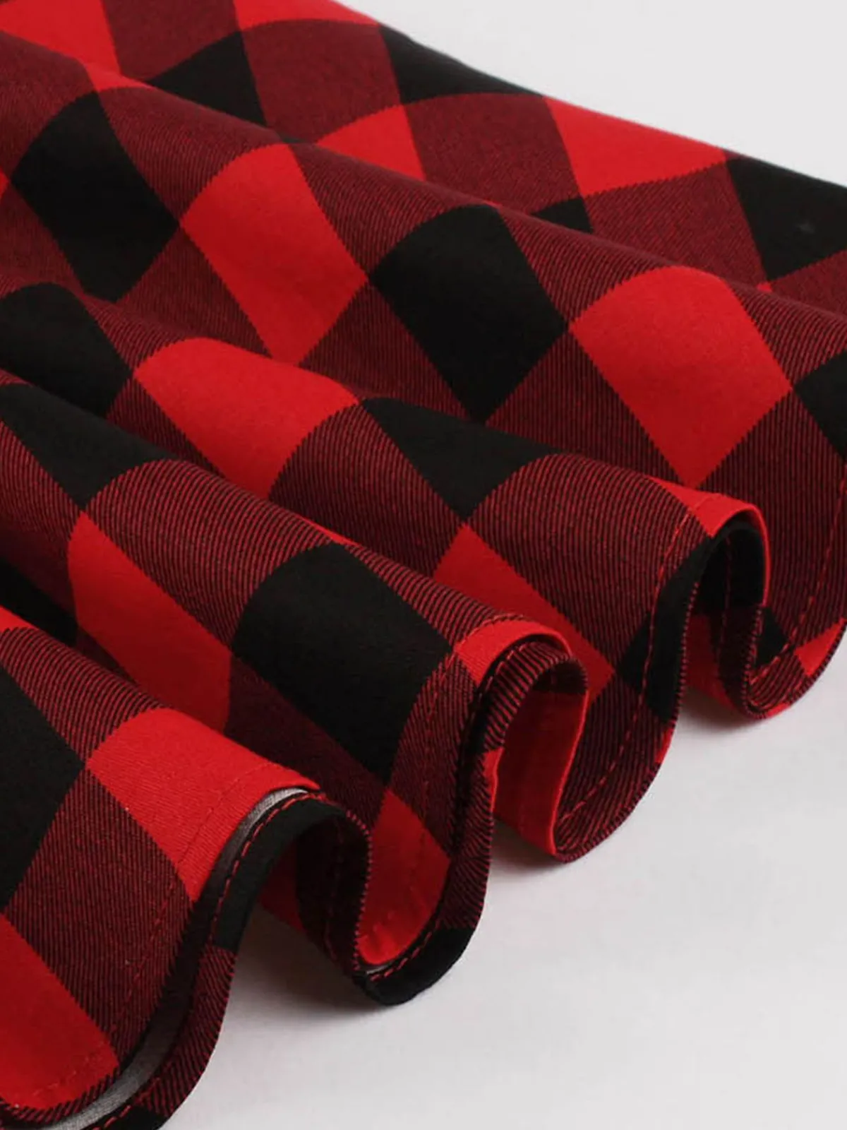 Fashion Retro Stage 1950s Plaid Bowknot Swing Dress Red