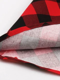 Fashion Retro Stage 1950s Plaid Bowknot Swing Dress Red