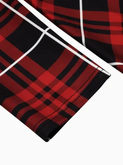 Hot Retro Stage 1950s Plaid Lace-up Hooded Dress Red