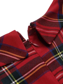 Clearance Retro Stage 1960s Plaids Bodycon Dress Red