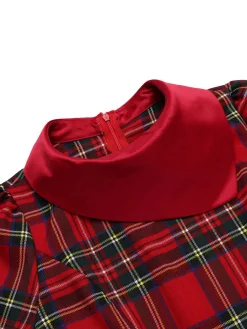Sale Retro Stage 1960s Plaids Bodycon Dress Red