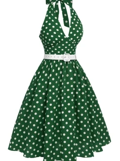 Outlet Retro Stage Red 1950s Polka Dot Halter Dress