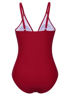 Clearance Retro Stage 1960s Polka Dot Patchwork Swimsuit Red