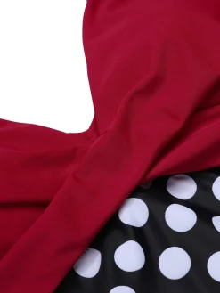 Clearance Retro Stage 1960s Polka Dot Patchwork Swimsuit Red
