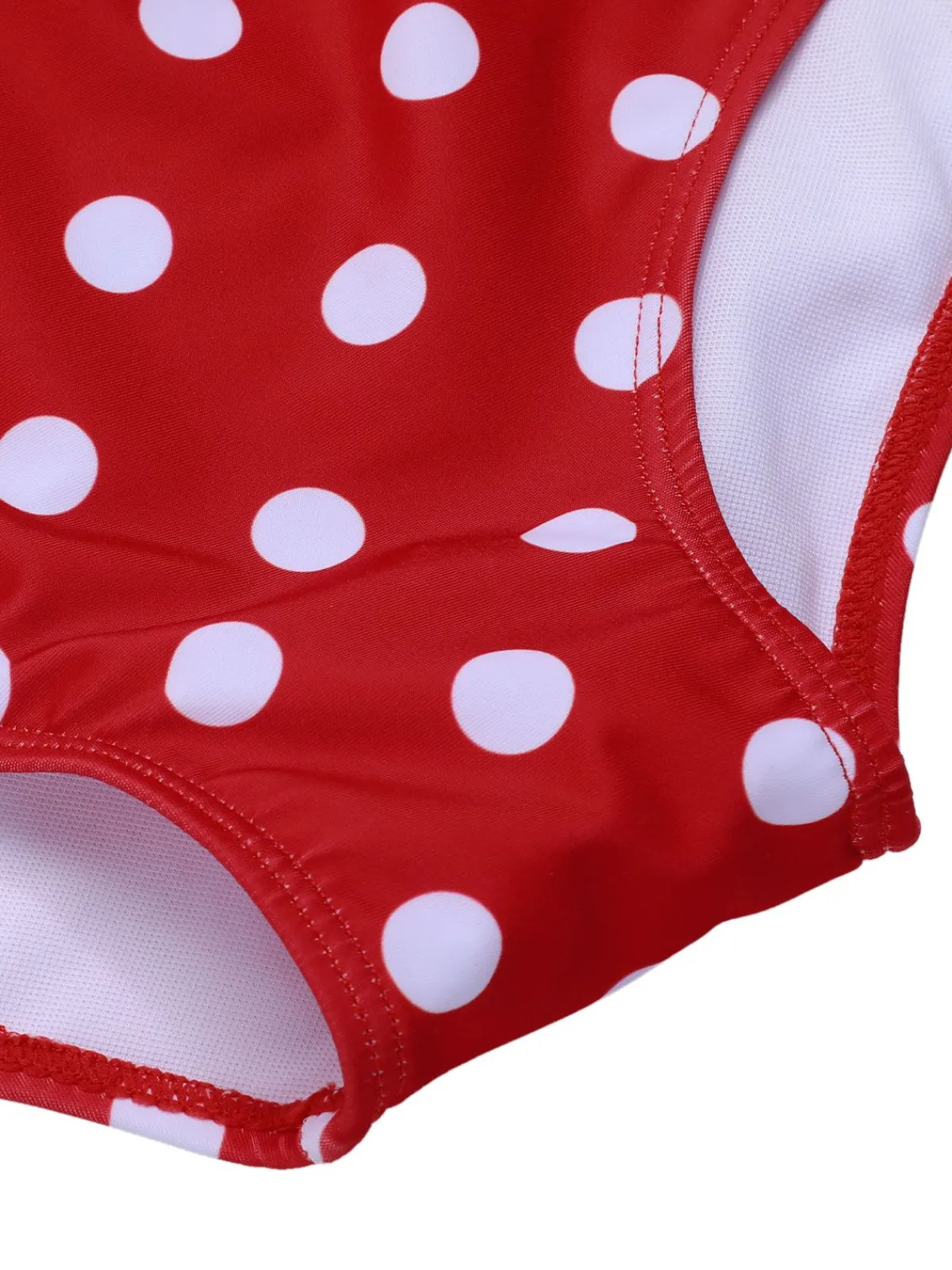 Clearance Retro Stage 1950s Polka Dot Patchwork Strap Swimsuit Red