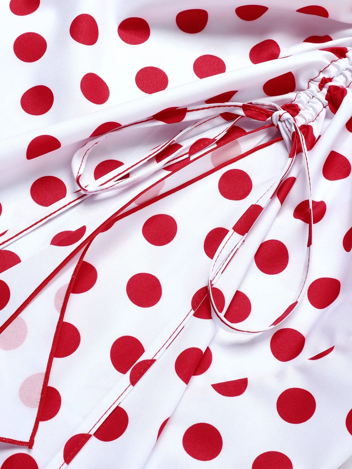 Online Retro Stage 1950s Polka Dot Pleated Swimsuit Red