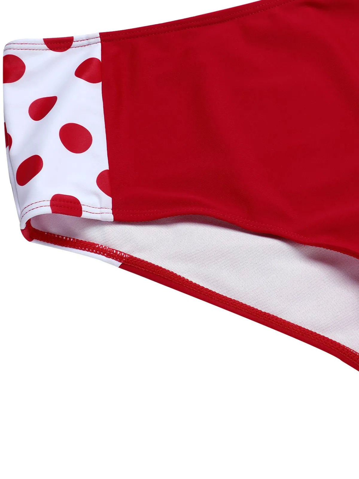 Online Retro Stage 1950s Polka Dot Pleated Swimsuit Red
