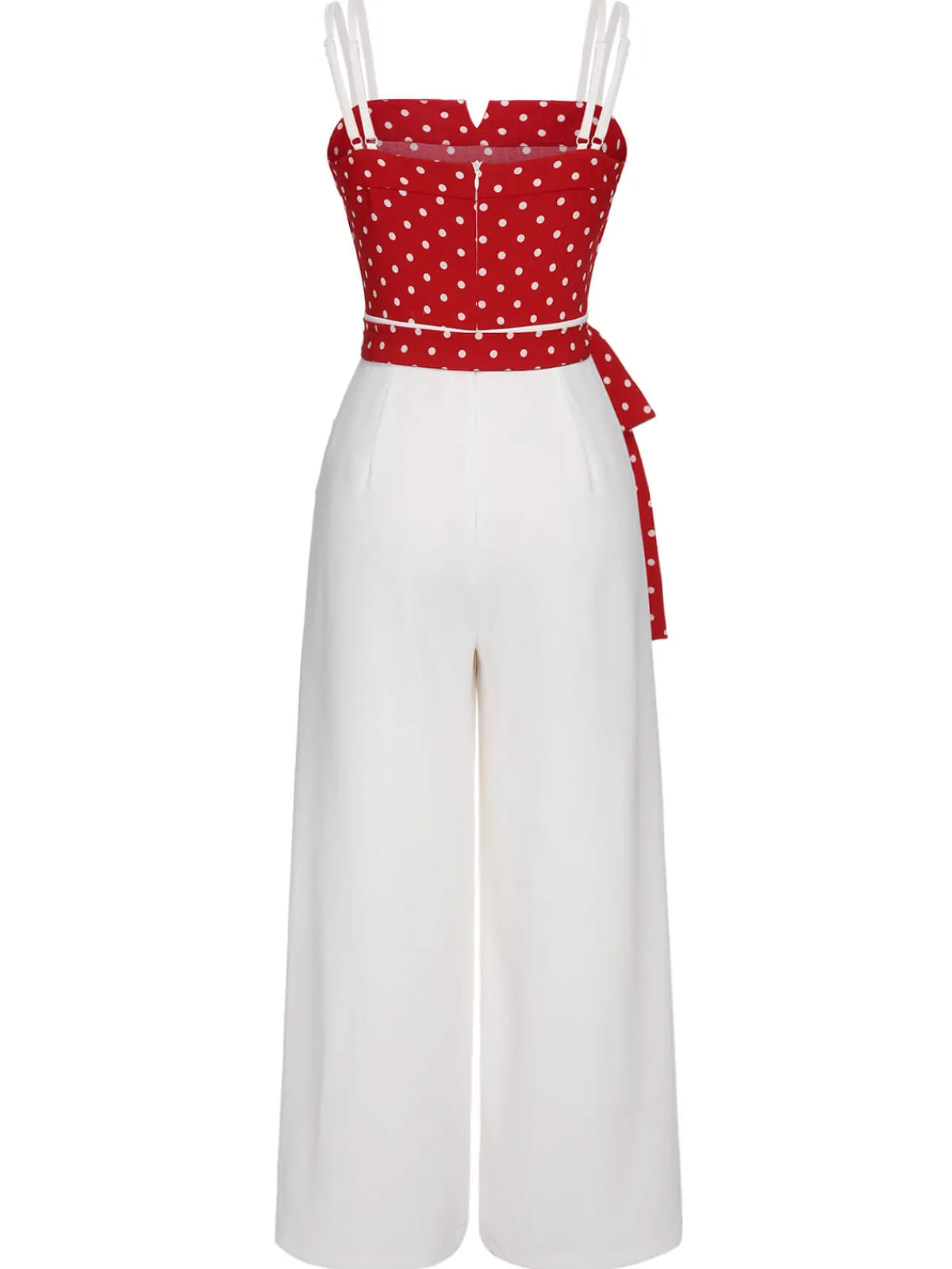 Outlet Retro Stage 1950s Polka Dot Spaghetti Strap Jumpsuit Red