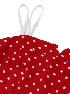 Outlet Retro Stage 1950s Polka Dot Spaghetti Strap Jumpsuit Red