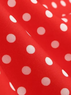 New Retro Stage 1950s Polka Dot Sweetheart Neck Bow Dress Red