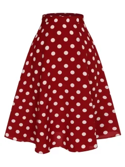 Sale Retro Stage 1950s Polka Dot Swing Skirt Red