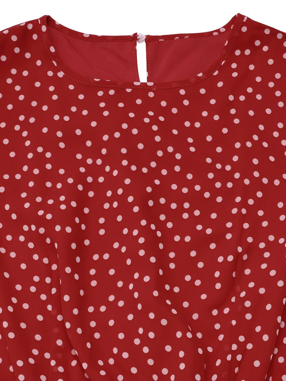 New Retro Stage 1940s Polka Dots Chiffon Belted Dress Red