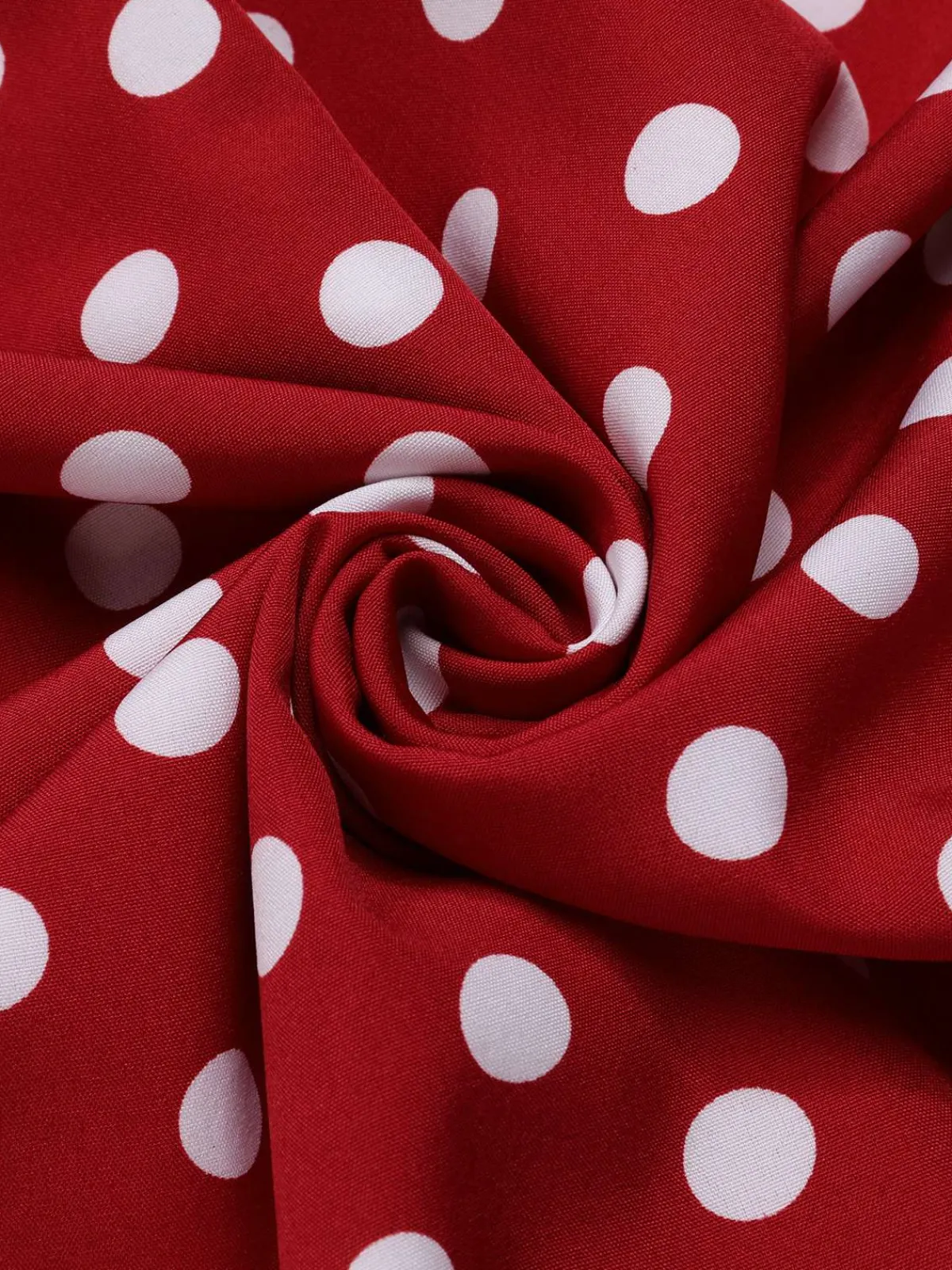 Sale Retro Stage 1960s Polka Dots Tie Neck Dress Red