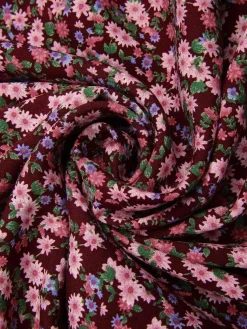 Outlet Retro Stage 1940s Puff Sleeves Ditsy Floral Dress Red