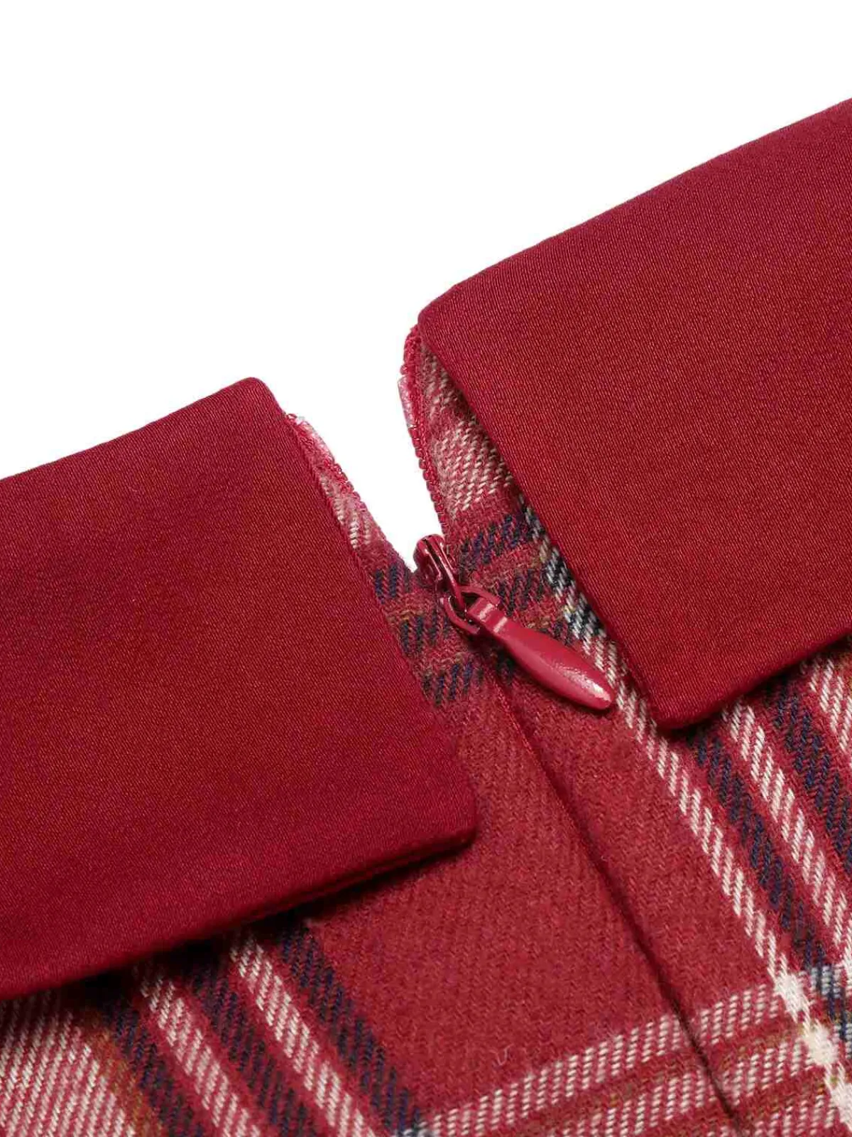 Best Retro Stage 1950s Roll Up Scottish Plaid Dress Red
