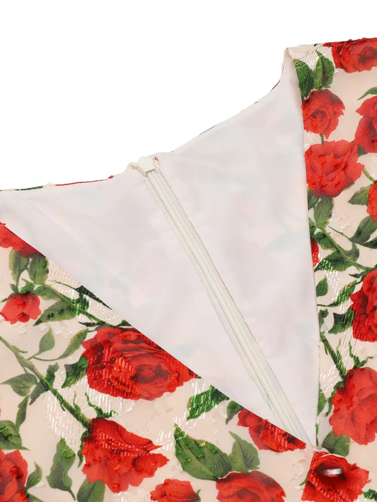 Fashion Retro Stage 1940s Rose V-Neck Swing Dress Red