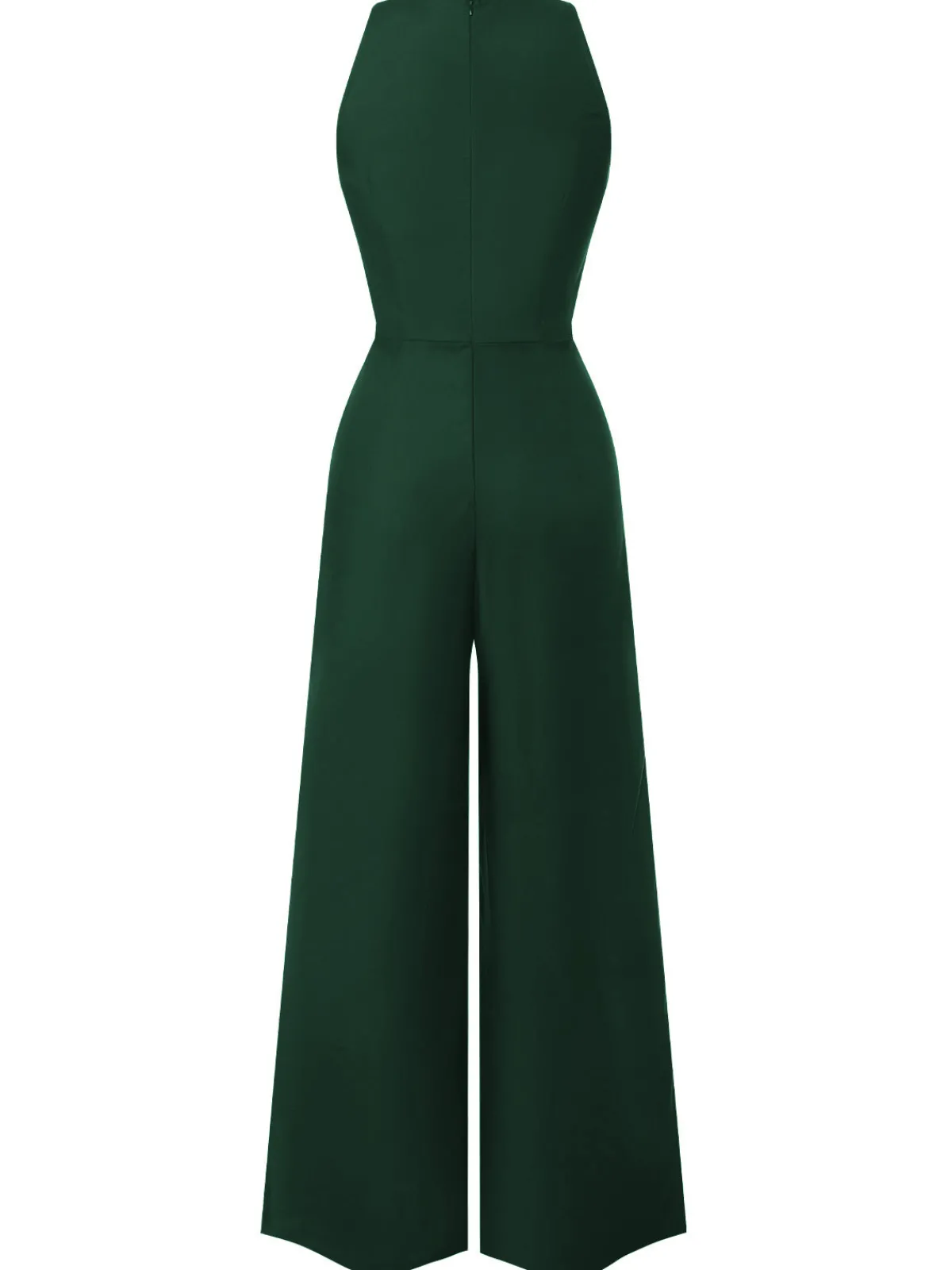 New Retro Stage Red 1950s Sleeveless Buttoned Solid Jumpsuit