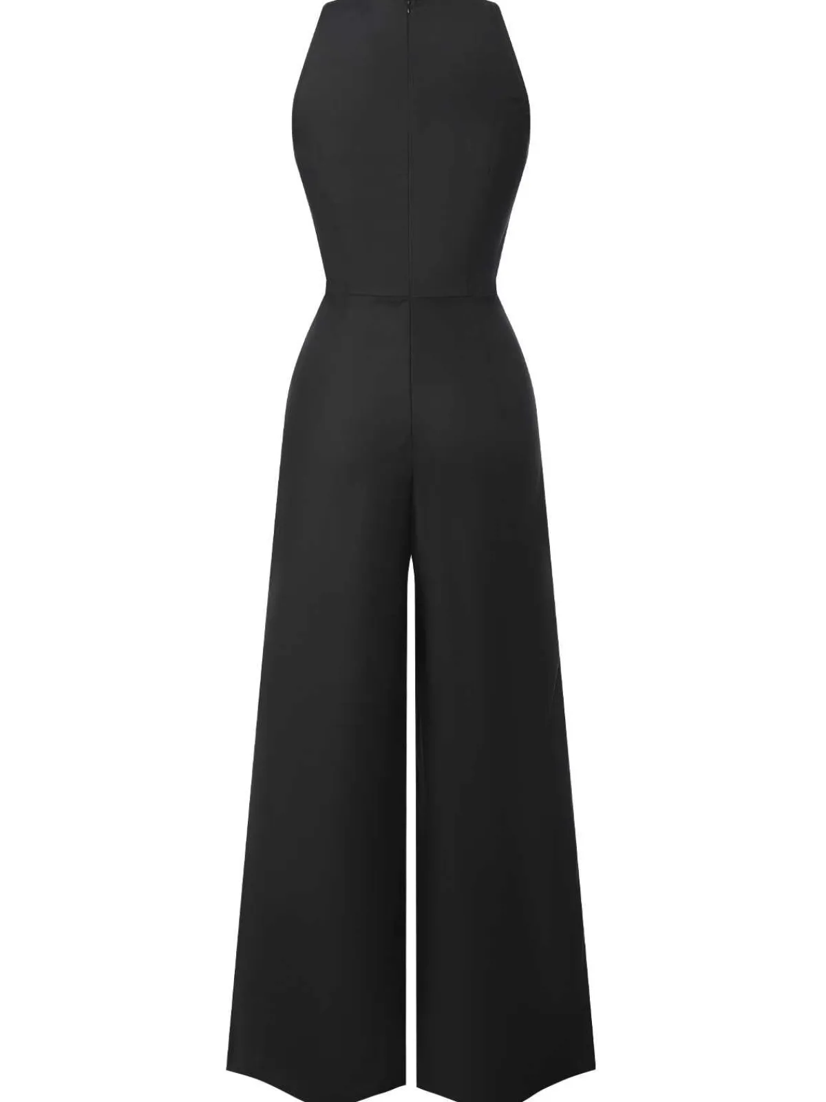 New Retro Stage Red 1950s Sleeveless Buttoned Solid Jumpsuit