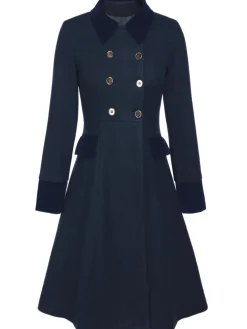 Fashion Retro Stage Red 1940s Solid Button Coat