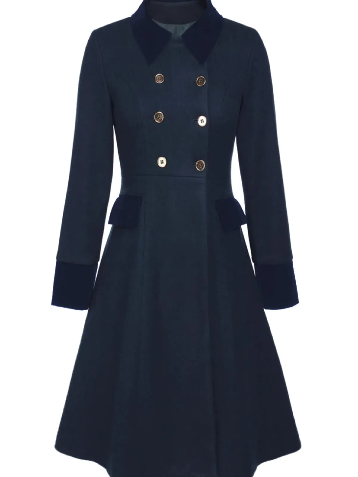 Fashion Retro Stage Red 1940s Solid Button Coat