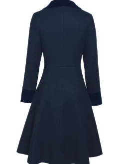 Fashion Retro Stage Red 1940s Solid Button Coat