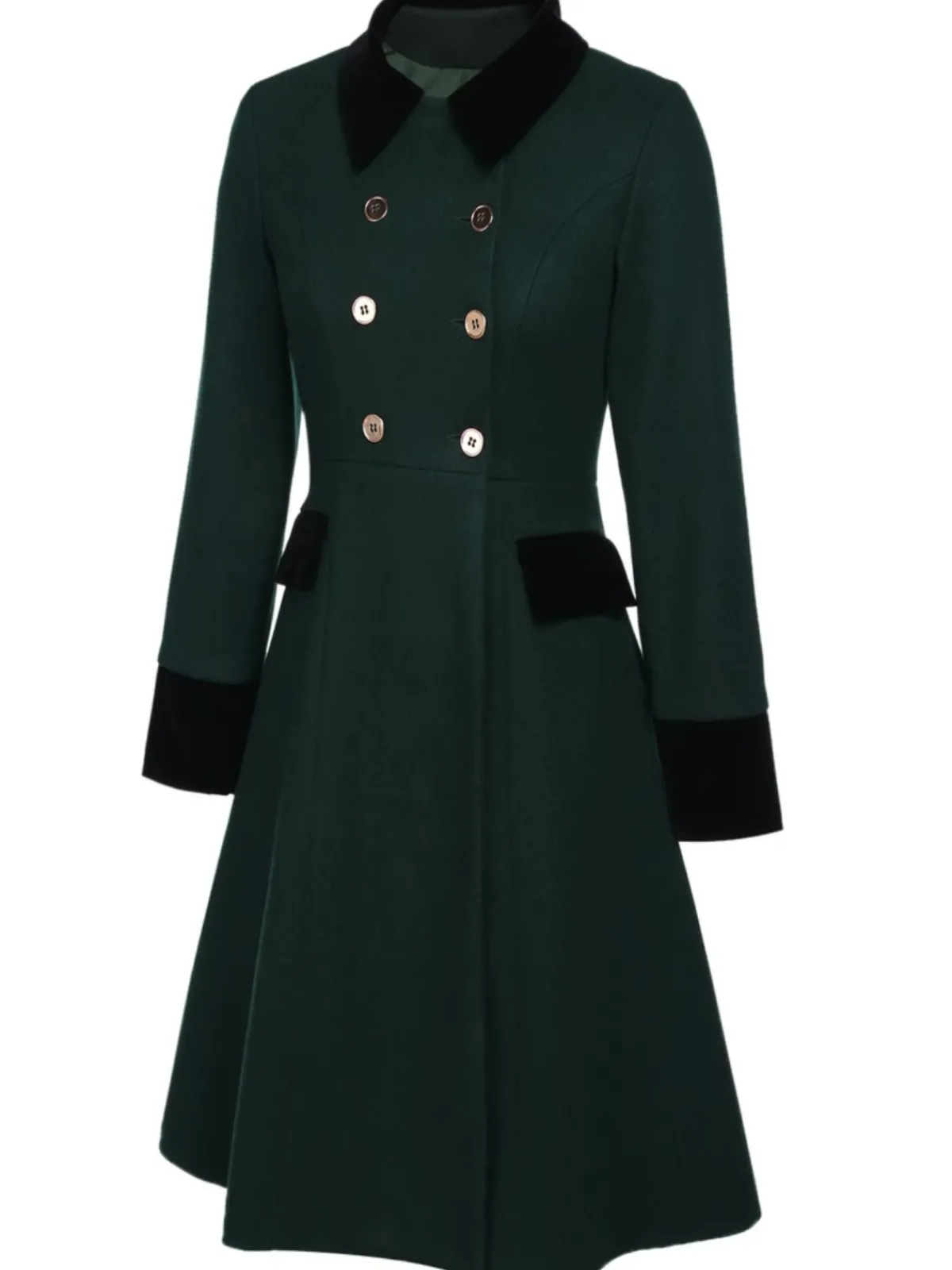 Fashion Retro Stage Red 1940s Solid Button Coat