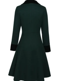 Fashion Retro Stage Red 1940s Solid Button Coat