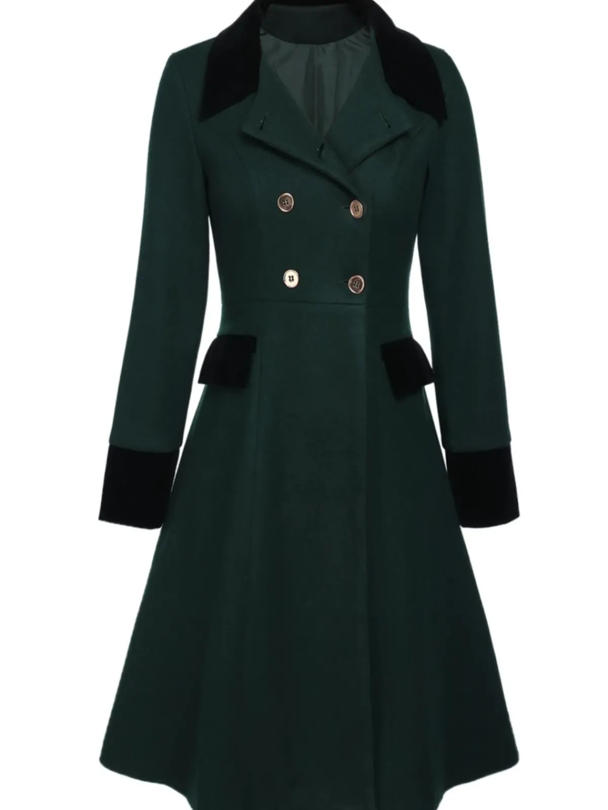 Fashion Retro Stage Red 1940s Solid Button Coat