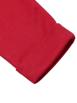 Clearance Retro Stage 1940s Solid Half Sleeves Lapel Top Red