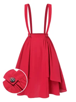 Outlet Retro Stage 1940s Solid Laye Suspender Skirt Red