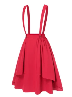 Outlet Retro Stage 1940s Solid Laye Suspender Skirt Red