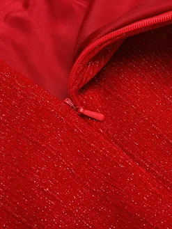 Online Retro Stage 1950s Solid Plush Christmas Dress Red