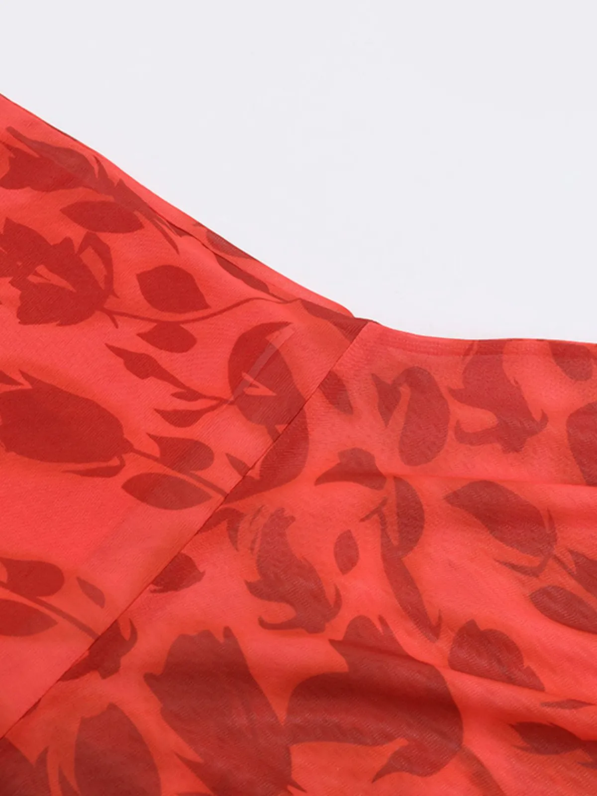 Discount Retro Stage 1930s Spaghetti Strap Floral Dress Red