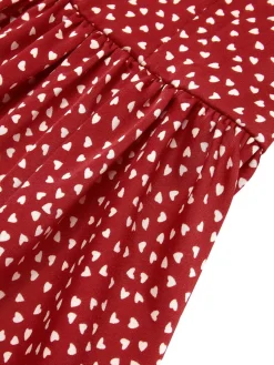Fashion Retro Stage 1950s Spaghetti Strap Heart Print Dress Red