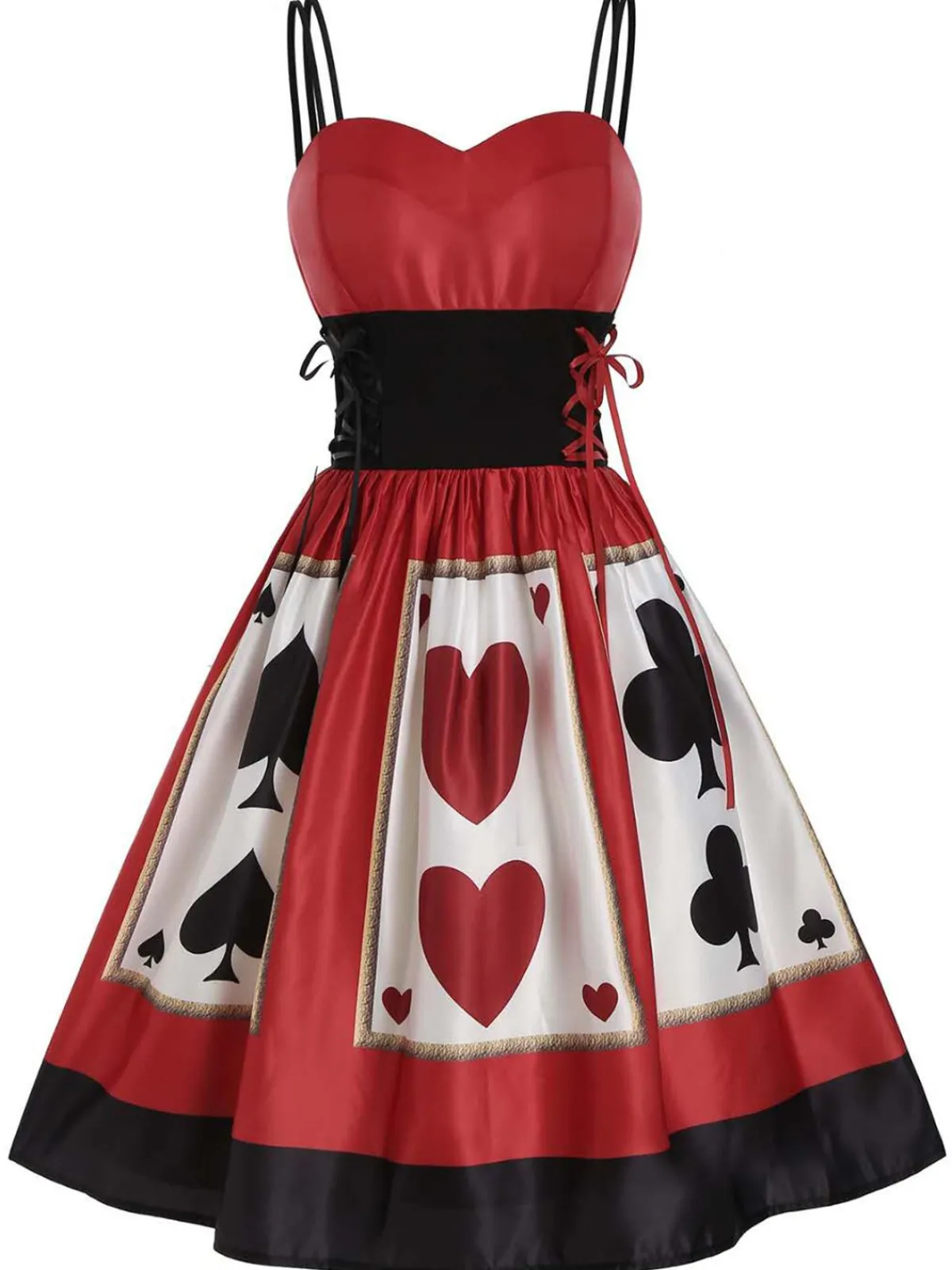 Online Retro Stage 1950s Strap Poker Costume Dress Red