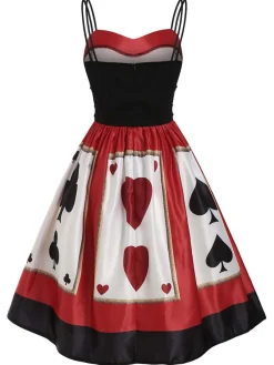 Online Retro Stage 1950s Strap Poker Costume Dress Red