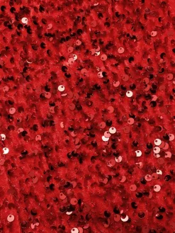 Sale Retro Stage 1960s Strapless Sequined Dress Red