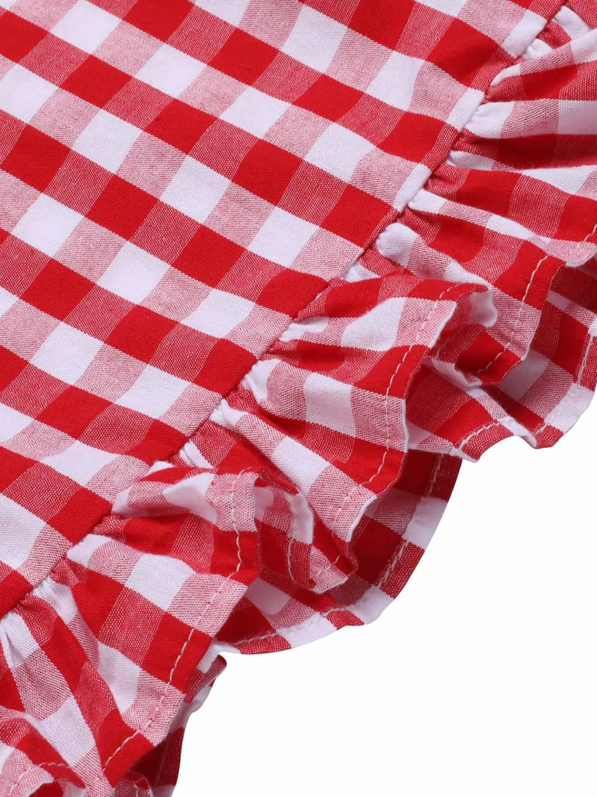 Best Retro Stage 1950s Strawberry Plaid Suspender Romper Red