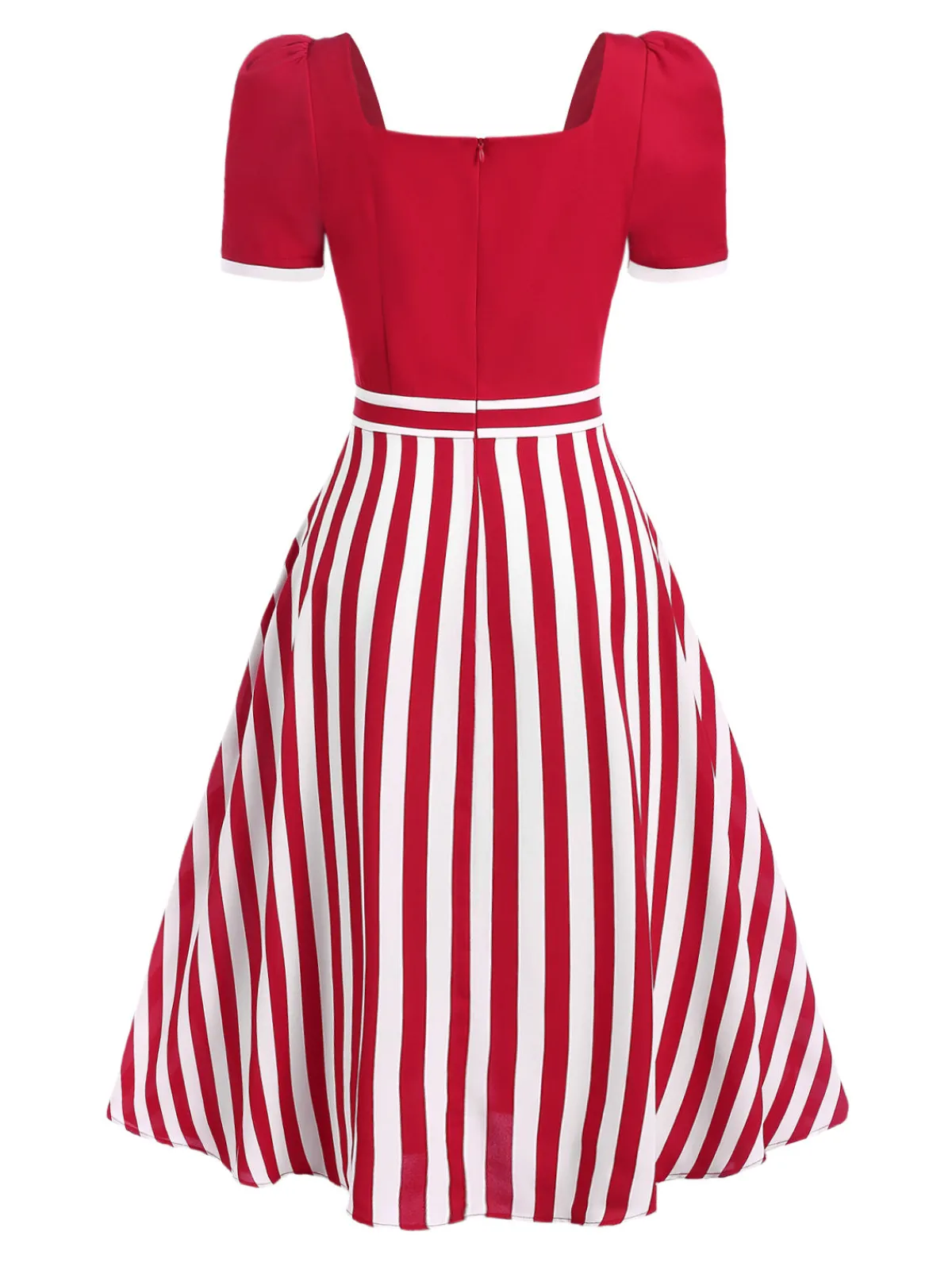 Clearance Retro Stage Red 1950s Striped Bow Dress
