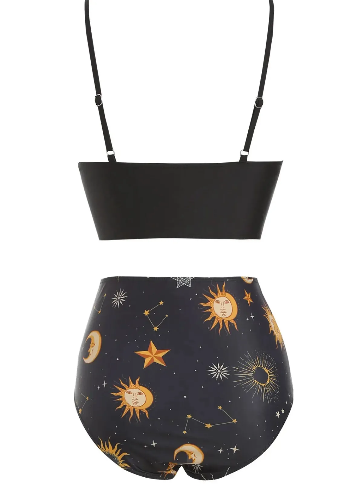 Outlet Retro Stage Red 1940s Sun Moon Stars Lace-Up Swimsuit