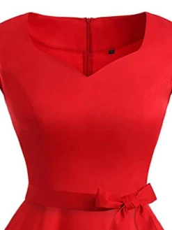 Online Retro Stage Red 1950s Sweetheart Swing Dress