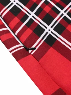 Clearance Retro Stage 1970s Tartan Plaids Bow Ruffles Skirt Red